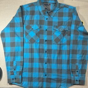 DIXXON Turquoise and Charcoal Plaid Men's Shirt